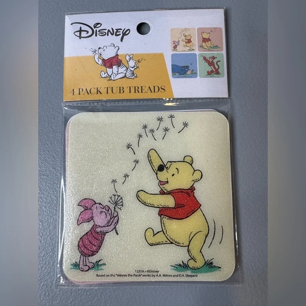 Disney Pooh  Piglet tigger eeyore Bath Tub Treads 4 pack  - Yellow, Pink, Red